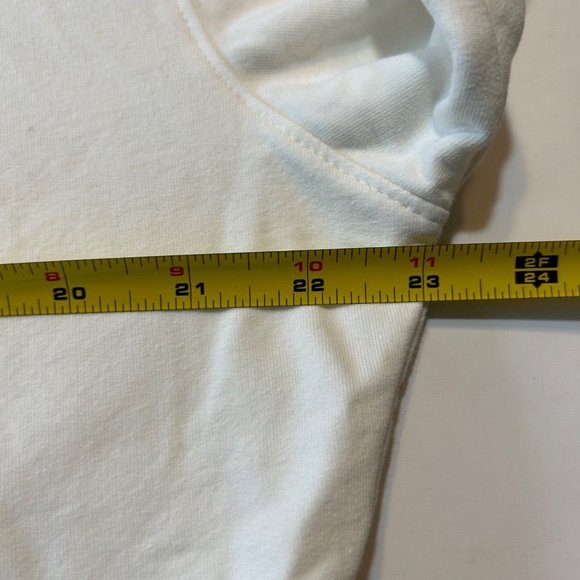 Women's Mng Crop Top Size Small Ivory Long Sleeve Crew Neck Ribbed Cuffs - Picture 7 of 7